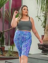 Conjunto Feminino Plus Size com Bermuda Ciclista Estampada e Top Mescla sem Bojo