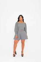 Conjunto Feminino Plus Size Cropped e Short Liso Conjunto Feminino Plus Size Cropped e Short Liso
