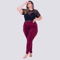 Conjunto Feminino Plus Size Cropped em Paetê Tule e Calça 0242