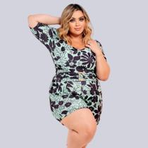 Conjunto Feminino Plus Size Cropped Short Estampado 46 ao 50