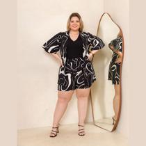 Conjunto Feminino Plus Size Estampado Kimono E Shorts Conjunto Feminino Plus Size Estampado Kimono E Shorts