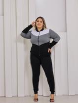 Conjunto Feminino Plus Size grande Moletom Crepe Blusa Calça