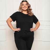 Conjunto Feminino Plus Size Manga Curta Confortável