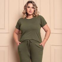 Conjunto Feminino Plus Size Manga Curta Confortável