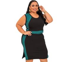 Conjunto Feminino Plus Size Saia + Cropped Feminino Canelado