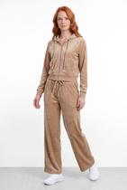 Conjunto feminino plush aveludado calça e jaqueta 61982 -