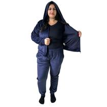 Conjunto Feminino Plush Capuz Moda Blogueira Plus size Frio Conjunto Feminino Plush Capuz Moda Blogueira Plus size Frio