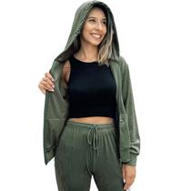 Conjunto Feminino Plush Capuz Moda Blogueira Plush Inverno