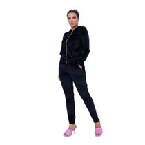 Conjunto Feminino Plush Veludo Calça Agasalho Frio Inverno Aerolook Elegante