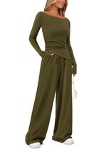 Conjunto Feminino PRETTYGARDEN 2 Peças para Lazer Verde Militar GG
