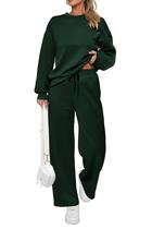 Conjunto Feminino PRETTYGARDEN Agasalho Verde Escuro XX-GG Calça Pantalona Conjunto Feminino PRETTYGARDEN Agasalho Verde Escuro XX-GG Calça Pantalona