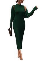 Conjunto Feminino PRETTYGARDEN Vestido Maxi de Tricô em Dois Peças Verde Escuro G