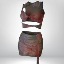 Conjunto Feminino Recorte de Tule Saia e Cropped Cor:VerdeTamanho:M Conjunto Feminino Recorte de Tule Saia e Cropped Cor:VerdeTamanho:M