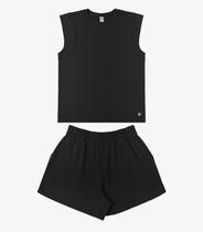 Conjunto Feminino Regata Com Shorts Rovitex Preto