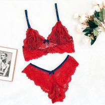 Conjunto Feminino Rendado Bicolor Lingerie Sexy Sem Bojo Com Forro Estilo Luxo Conjunto Feminino Rendado Bicolor Lingerie Sexy Sem Bojo Com Forro Estilo Luxo