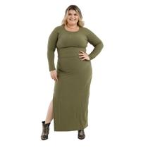 Conjunto Feminino Ribana Canelada Saia Longa e Cropped Plus Size 109125A