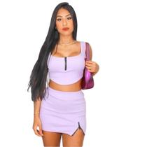 Conjunto feminino saia cropped ziper gringa Conjunto feminino saia cropped ziper gringa