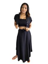 Conjunto Feminino Saia Longa e Blusinha Cropped Viscolinho
