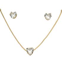 Conjunto Feminino Semijoia Banhado a Ouro 18k BR05354CL01659 Coração Conjunto Feminino Semijoia Banhado a Ouro 18k BR05354CL01659 Coração