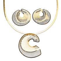Conjunto Feminino Semijoia Banhado a Ouro 18k BR08794CL02107 Trama