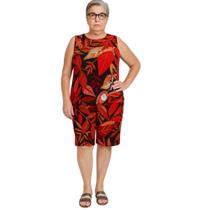 Conjunto Feminino Senhoras Regata Bermuda Com Bolso Estampado