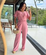 Conjunto Feminino Sermota Elegante Casual Chic Blusa Manga Curta Calça G Conjunto Feminino Sermota Elegante Casual Chic Blusa Manga Curta Calça G