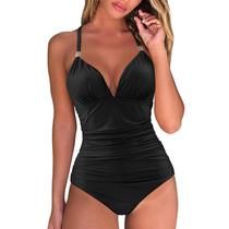Conjunto feminino sexy de cor sólida oco siamês biquíni com estampa de biquíni