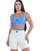 Conjunto Feminino Short Cintura Alta Duas Cores Academia