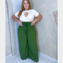 Conjunto Feminino Short Forrado e Cropped Ciganinha Plus Size Lastex Estampa Farm Veste do 46 ao 52