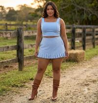 Conjunto Feminino Short Saia E Blusa Cropped Alfaiataria Premium MARRI MARRI Conjunto Feminino Short Saia E Blusa Cropped Alfaiataria Premium MARRI MARRI