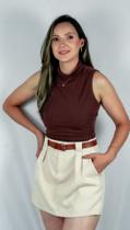 Conjunto Feminino Short Saia e Cropped Regata Estiloso e Elegante