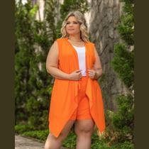 Conjunto Feminino Shorts E Colete Liso Plus Size Conjunto Feminino Shorts E Colete Liso Plus Size