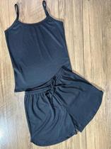 Conjunto feminino shorts e regata feminina malha canelada conforto / moda basica