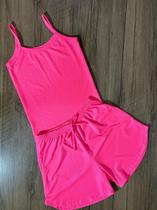 Conjunto feminino shorts e regata feminina malha canelada conforto / moda basica