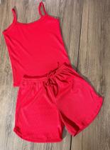 Conjunto feminino shorts e regata feminina malha canelada conforto / moda basica