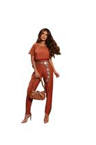 Conjunto Feminino Social Alfaiataria Calça e Blusa Luxo Lançamento Inverno