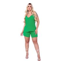 Conjunto Feminino Social Shorts E Blusa Alcinha Regata Alfaiataria Elegante Moderno Dia a Dia