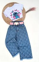 Conjunto feminino Stitch - Minnie - calça jeans e Cropped