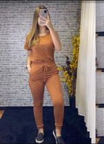 Conjunto Feminino Suede T Shirt E Calça Jogguer Sued