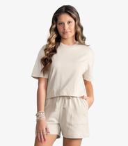 Conjunto Feminino T-Shirt Box Com Shorts Minty Bege Conjunto Feminino T-Shirt Box Com Shorts Minty Bege