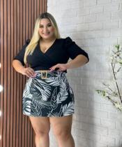 Conjunto feminino tamanho (G1) Blusa preta o short estampado Conjunto feminino tamanho (G1) Blusa preta o short estampado