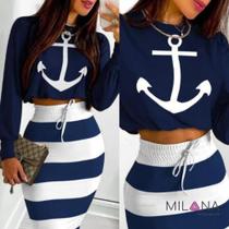 Conjunto feminino, tamanho unico, listrado Conjunto feminino, tamanho unico, listrado