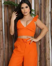Conjunto feminino tamanho único na cor laranja Conjunto feminino tamanho único na cor laranja