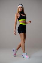 Conjunto Feminino Top/ Bermuda Texas Farm - Be Auth - Fit001 - Preto/ Amarelo Neon