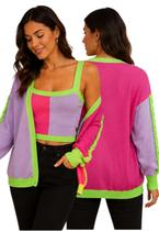 Conjunto Feminino Top Cropped e Cardigan Tricô 2 Peças Conjunto Feminino Top Cropped e Cardigan Tricô 2 Peças