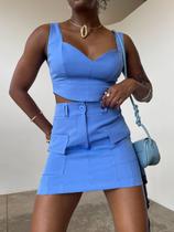 Conjunto Feminino Top e Saia Curta com Bolso Cargo Laura