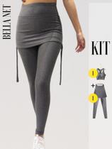 Conjunto Feminino Top + Legging Para Academia Ginástica Cores Variadas - Preto - GG