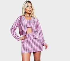 Conjunto Feminino Tweed xadrez saia