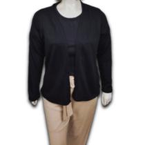 Conjunto Feminino Twin Set em Crochet Manga Comprida Plus Size
