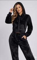 Conjunto Feminino Veludo Soft Casual: Calça e Casaco Quentinho com Capuz